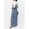 image:imageCHARTOU Womens Spaghetti Strap Denim Maxi Dress Overall Patchwork A Line Flowy Long Jean Dress with PocketsDark Blue