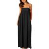 image:imageCHARTOU Woman Summer Spaghetti Straps Loose Maxi Long Holiday Beach Dress with PocketsBlack