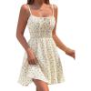 image:imageCHARTOU Women Floral Boho Spaghetti Strap Sundress Sleeveless Smocked A Line Mini DressApricot