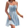 image:imageCHARTOU Women Floral Boho Spaghetti Strap Sundress Sleeveless Smocked A Line Mini DressBlue