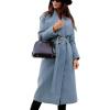 image:imageCHARTOU Womens Elegant Lapel Collar Wool Blend Midi Long Trench Overcoat Jacket with BeltBlue