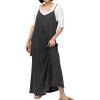 image:imageCHARTOU Womens Spaghetti Strap Denim Maxi Dress Overall Patchwork A Line Flowy Long Jean Dress with PocketsBlack