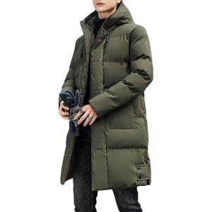 image:imageCHARTOU Mens Winter Thermal Hooded Quilted Parka Waterproof Anorak Puffer Jacket OvercoatArmy Green
