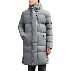 image:imageCHARTOU Mens Winter Thermal Hooded Quilted Parka Waterproof Anorak Puffer Jacket OvercoatGrey
