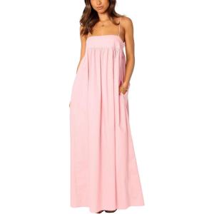 image:imageCHARTOU Woman Summer Spaghetti Straps Loose Maxi Long Holiday Beach Dress with PocketsPink