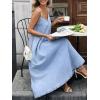 image:imageCHARTOU Women Spaghetti Strap Denim Dress Long Flowy Maxi Jean Dress Summer Vacation Sundress with PocketsBlue