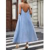 image:imageCHARTOU Women Spaghetti Strap Denim Dress Long Flowy Maxi Jean Dress Summer Vacation Sundress with PocketsBlue