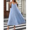 image:imageCHARTOU Women Spaghetti Strap Denim Dress Long Flowy Maxi Jean Dress Summer Vacation Sundress with PocketsBlue