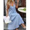 image:imageCHARTOU Women Spaghetti Strap Denim Dress Long Flowy Maxi Jean Dress Summer Vacation Sundress with PocketsBlue