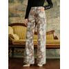 image:imageCHARTOU Women Vintage Floral Jeans Baggy High Waisted Denim Flared Wide Leg Pants with PocketsBlue