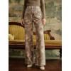 image:imageCHARTOU Women Vintage Floral Jeans Baggy High Waisted Denim Flared Wide Leg Pants with PocketsBrown