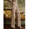 image:imageCHARTOU Women Vintage Floral Jeans Baggy High Waisted Denim Flared Wide Leg Pants with PocketsBrown