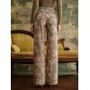 image:imageCHARTOU Women Vintage Floral Jeans Baggy High Waisted Denim Flared Wide Leg Pants with PocketsBrown