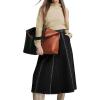 image:imageCHARTOU Women Wrap Jean Skirt High Waist Buckle Side Slit A Line Patchwork Denim Midi Long SkirtBlack