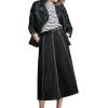 image:imageCHARTOU Women Wrap Jean Skirt High Waist Buckle Side Slit A Line Patchwork Denim Midi Long SkirtBlack