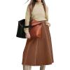 image:imageCHARTOU Women Wrap Jean Skirt High Waist Buckle Side Slit A Line Patchwork Denim Midi Long SkirtBrown