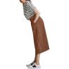 image:imageCHARTOU Women Wrap Jean Skirt High Waist Buckle Side Slit A Line Patchwork Denim Midi Long SkirtBrown
