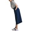 image:imageCHARTOU Women Wrap Jean Skirt High Waist Buckle Side Slit A Line Patchwork Denim Midi Long SkirtDark Blue