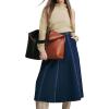 image:imageCHARTOU Women Wrap Jean Skirt High Waist Buckle Side Slit A Line Patchwork Denim Midi Long SkirtDark Blue
