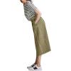 image:imageCHARTOU Women Wrap Jean Skirt High Waist Buckle Side Slit A Line Patchwork Denim Midi Long SkirtGreen