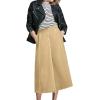 image:imageCHARTOU Women Wrap Jean Skirt High Waist Buckle Side Slit A Line Patchwork Denim Midi Long SkirtKhaki