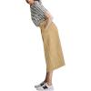 image:imageCHARTOU Women Wrap Jean Skirt High Waist Buckle Side Slit A Line Patchwork Denim Midi Long SkirtKhaki