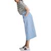 image:imageCHARTOU Women Wrap Jean Skirt High Waist Buckle Side Slit A Line Patchwork Denim Midi Long SkirtLight Blue