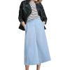 image:imageCHARTOU Women Wrap Jean Skirt High Waist Buckle Side Slit A Line Patchwork Denim Midi Long SkirtLight Blue