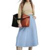 image:imageCHARTOU Women Wrap Jean Skirt High Waist Buckle Side Slit A Line Patchwork Denim Midi Long SkirtLight Blue