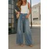 image:imageCHARTOU Women Y2k Rhinestone Jeans Baggy Wide Leg Jeans Sparkly Glitter High Waist Denim Pants with BeltLight Blue