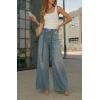 image:imageCHARTOU Women Y2k Rhinestone Jeans Baggy Wide Leg Jeans Sparkly Glitter High Waist Denim Pants with BeltLight Blue