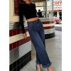 image:imageCHARTOU Womens Ruffled Frayed Barrel Jeans High Waisted Baggy Wide Leg Polka Dot Jeans Casual Loose Fit Denim PantsDark Blue