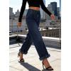 image:imageCHARTOU Womens Ruffled Frayed Barrel Jeans High Waisted Baggy Wide Leg Polka Dot Jeans Casual Loose Fit Denim PantsDark Blue