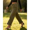 image:imageCHARTOU Womens Ruffled Frayed Barrel Jeans High Waisted Baggy Wide Leg Polka Dot Jeans Casual Loose Fit Denim PantsGreen