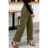 image:imageCHARTOU Womens Ruffled Frayed Barrel Jeans High Waisted Baggy Wide Leg Polka Dot Jeans Casual Loose Fit Denim PantsGreen