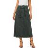 image:imageCHARTOU Women Casual Midi Denim Skirt Drawstring Waist Side Slit Frayed Hem Jean Skirt with PocketsGreen
