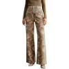 image:imageCHARTOU Women Vintage Floral Jeans Baggy High Waisted Denim Flared Wide Leg Pants with PocketsBrown