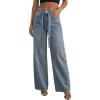 image:imageCHARTOU Women Y2k Rhinestone Jeans Baggy Wide Leg Jeans Sparkly Glitter High Waist Denim Pants with BeltLight Blue