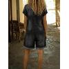 image:imageCHARTOU Summer Denim Romper for Women Baggy Wide Leg Jeans Jumpsuit Short Sleeve Button Down Shirt RomperBlack