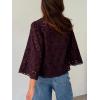 image:imageCHARTOU Lace Eyelet Bow Tie Front Tops for Women Summer Cute Crop Shirt 34 Bell Sleeve Embroidered BlouseChestnut