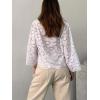 image:imageCHARTOU Lace Eyelet Bow Tie Front Tops for Women Summer Cute Crop Shirt 34 Bell Sleeve Embroidered BlouseWhite