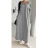 image:imageCHARTOU Lightweight Sweatshirt Maxi Dresses for Women Loose Fit Tee Shirt Long Shift DressGrey
