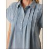 image:imageCHARTOU Women Button Front Denim Shirt Dress Cap Sleeve Collared Short Jean Dress with PocketsBlue