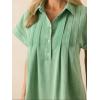 image:imageCHARTOU Women Button Front Denim Shirt Dress Cap Sleeve Collared Short Jean Dress with PocketsGreen