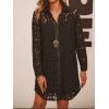 image:imageCHARTOU Women Floral Lace Eyelet Dress Summer Casual Loose Button Down Shirt Mini DressesBlack