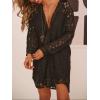 image:imageCHARTOU Women Floral Lace Eyelet Dress Summer Casual Loose Button Down Shirt Mini DressesBlack