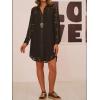 image:imageCHARTOU Women Floral Lace Eyelet Dress Summer Casual Loose Button Down Shirt Mini DressesBlack