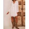image:imageCHARTOU Women Floral Lace Eyelet Dress Summer Casual Loose Button Down Shirt Mini DressesWhite