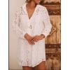 image:imageCHARTOU Women Floral Lace Eyelet Dress Summer Casual Loose Button Down Shirt Mini DressesWhite