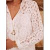 image:imageCHARTOU Women Floral Lace Eyelet Dress Summer Casual Loose Button Down Shirt Mini DressesWhite